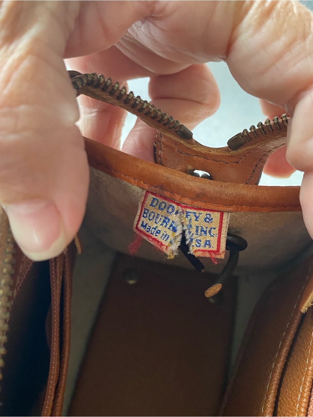 Dooney & Bourke Leather Gladstone Cream and Tan Satchel - Picture 12 of 16